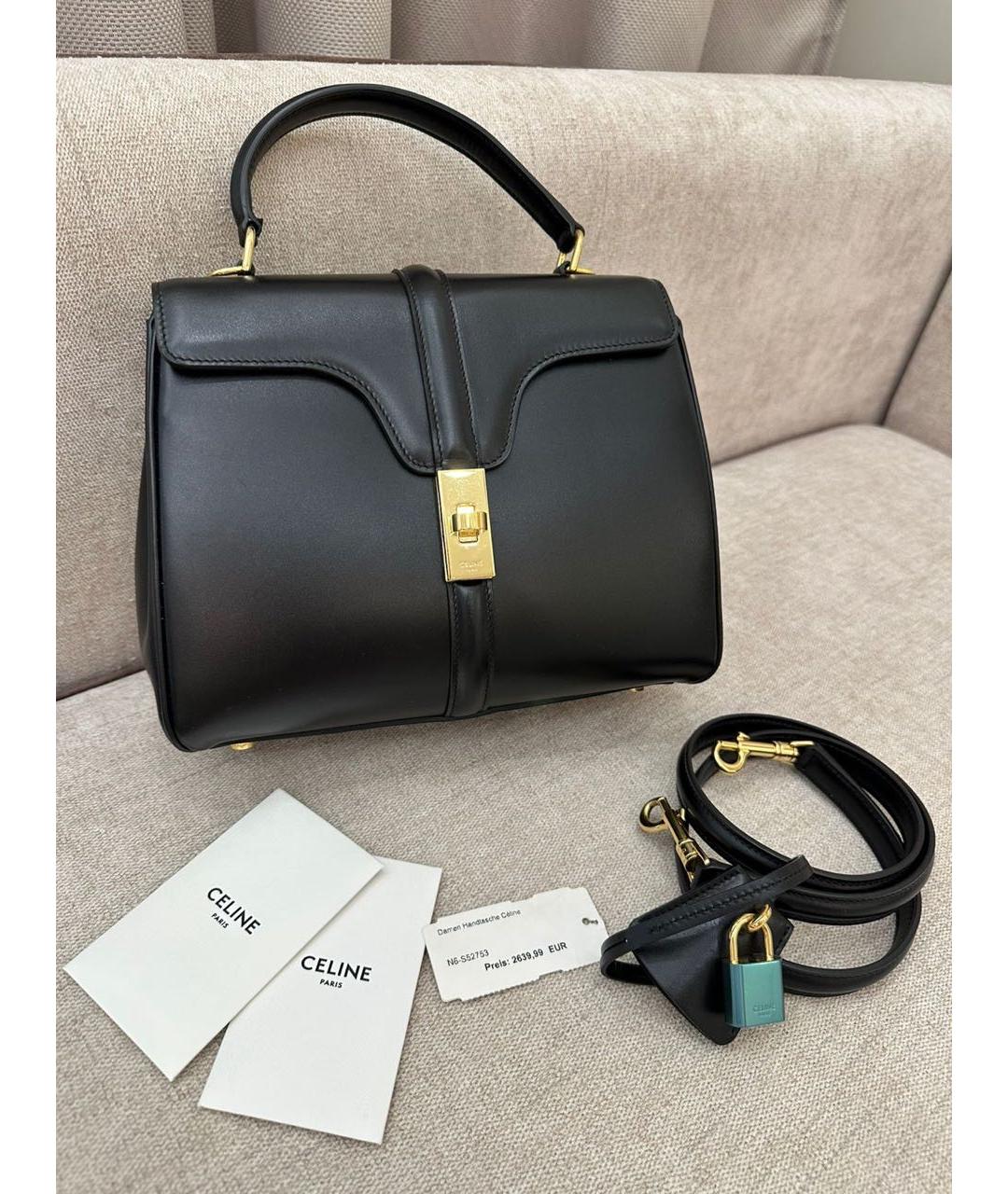CELINE Черная кожаная сумка через плечо, фото 2