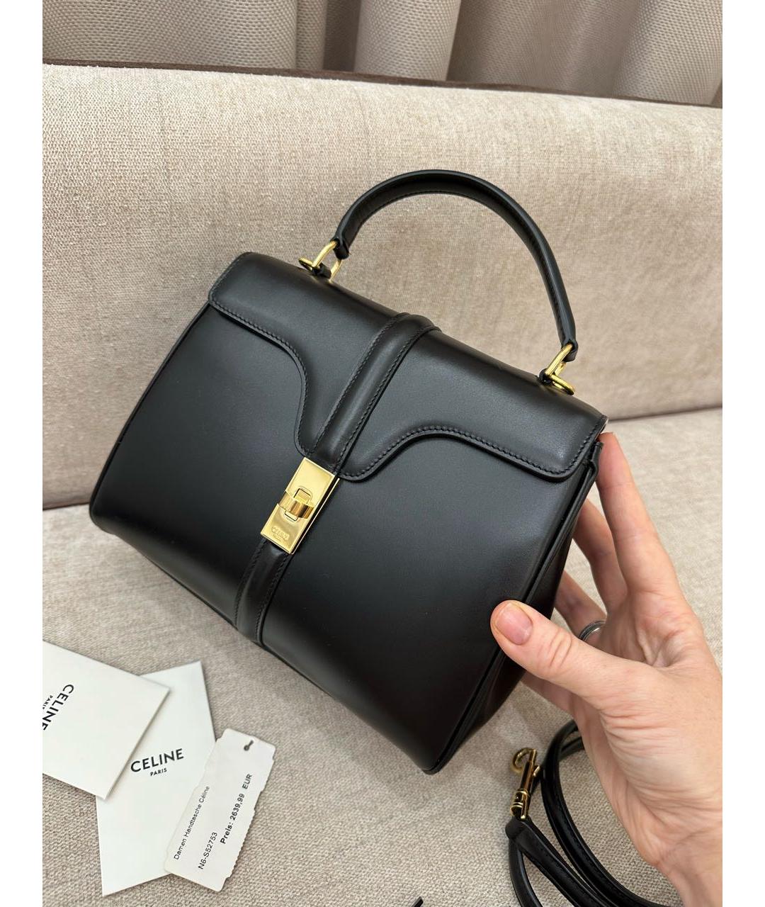 CELINE Черная кожаная сумка через плечо, фото 6