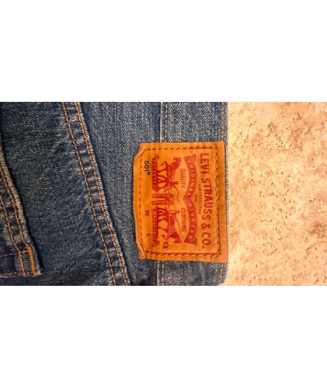 LEVI'S Темно-синие хлопковые прямые джинсы, фото 4