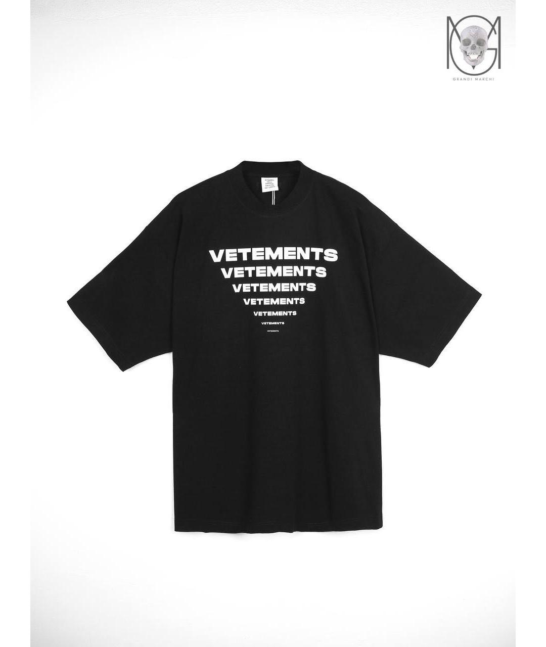 VETEMENTS Черная хлопковая футболка, фото 8