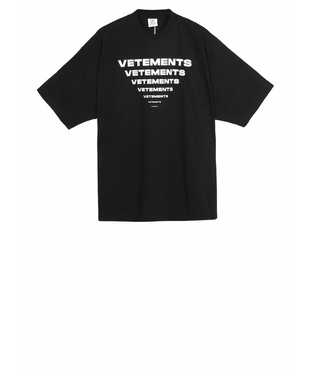 VETEMENTS Черная хлопковая футболка, фото 1