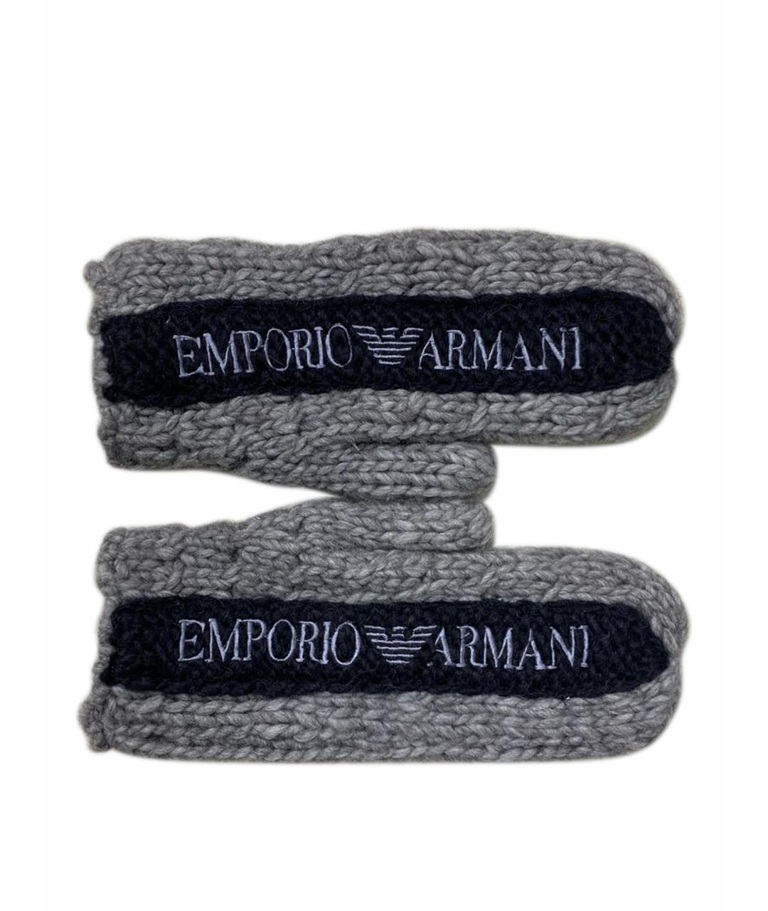 EMPORIO ARMANI Серые шерстяные перчатки, фото 1