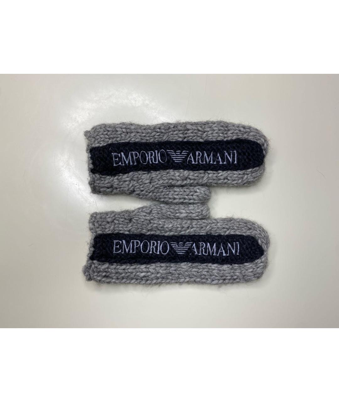 EMPORIO ARMANI Серые шерстяные перчатки, фото 6