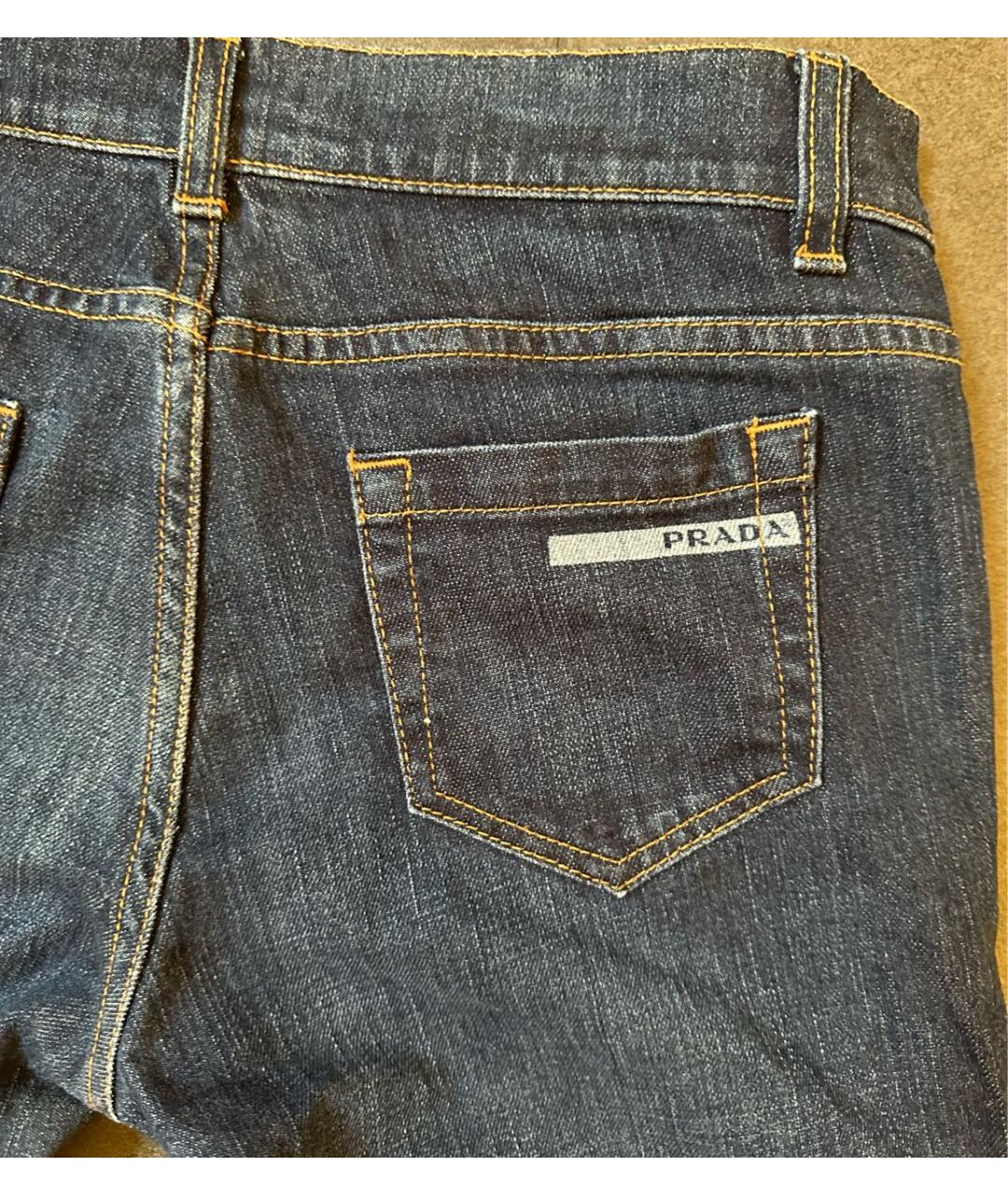 PRADA Темно-синие хлопковые прямые джинсы, фото 5