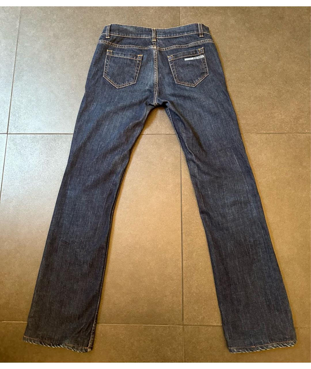 PRADA Темно-синие хлопковые прямые джинсы, фото 2