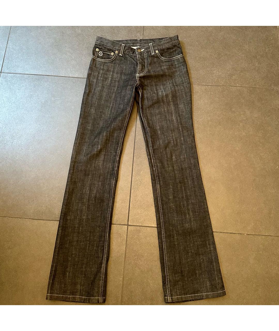 LOUIS VUITTON PRE-OWNED Антрацитовые хлопко-эластановые прямые джинсы, фото 7