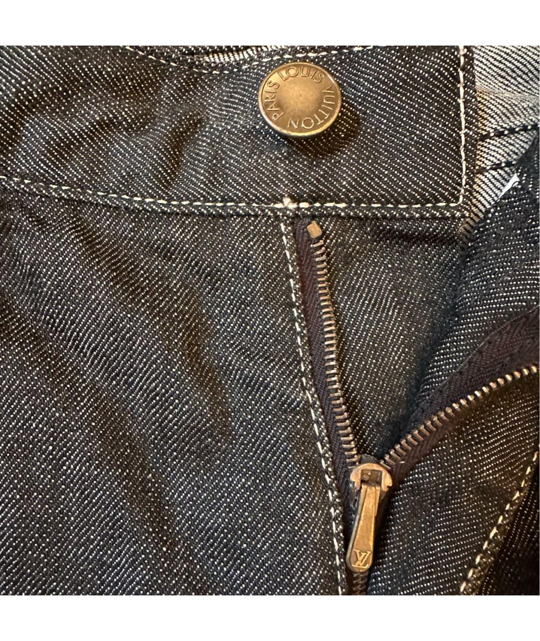 LOUIS VUITTON PRE-OWNED Антрацитовые хлопко-эластановые прямые джинсы, фото 5