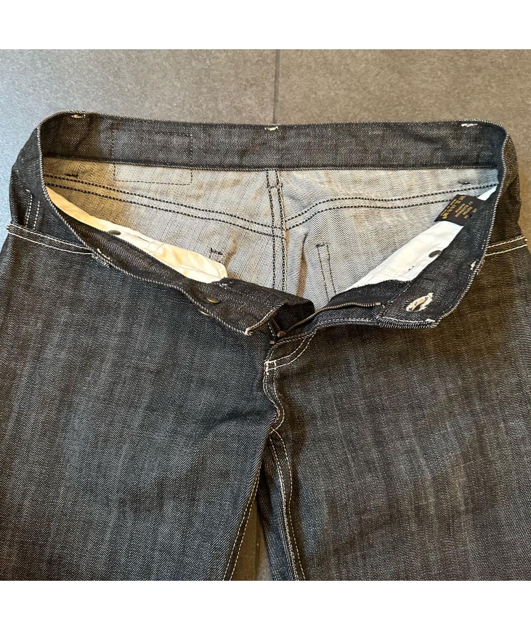 LOUIS VUITTON PRE-OWNED Антрацитовые хлопко-эластановые прямые джинсы, фото 3