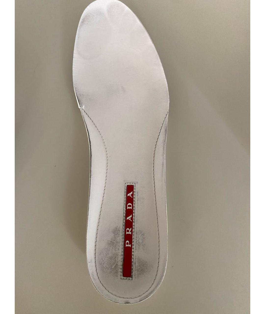 PRADA Белые кожаные низкие кроссовки / кеды, фото 6