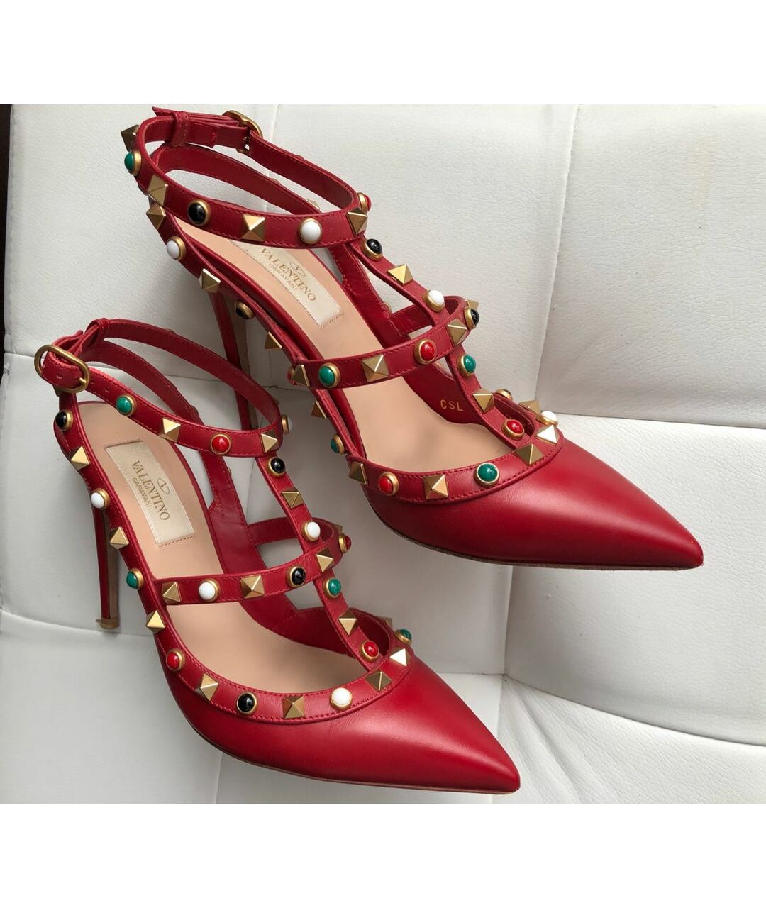 VALENTINO Красные кожаные туфли, фото 7