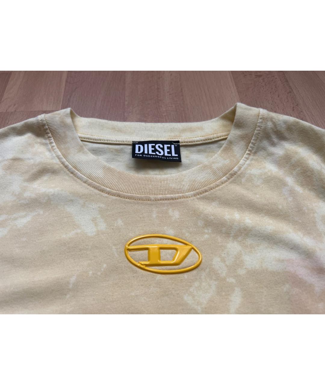 DIESEL Желтая хлопко-полиэстеровая футболка, фото 2