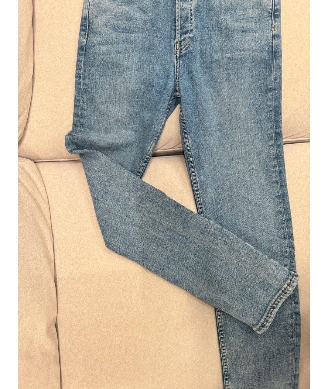 RE/DONE Голубые хлопко-полиэстеровые джинсы слим, фото 2