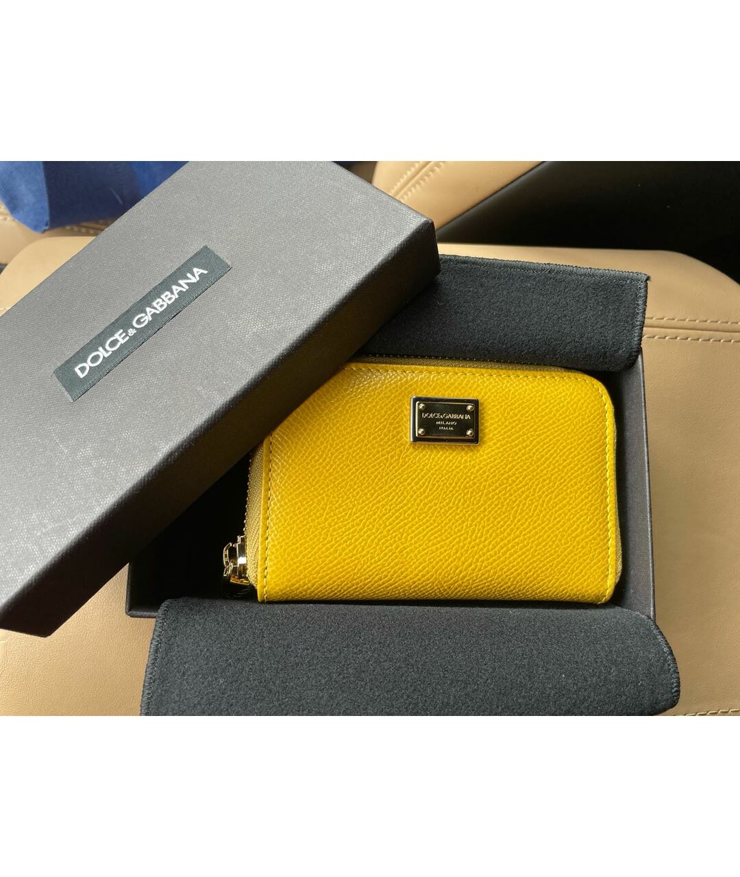 DOLCE&GABBANA Желтый кожаный кошелек, фото 2