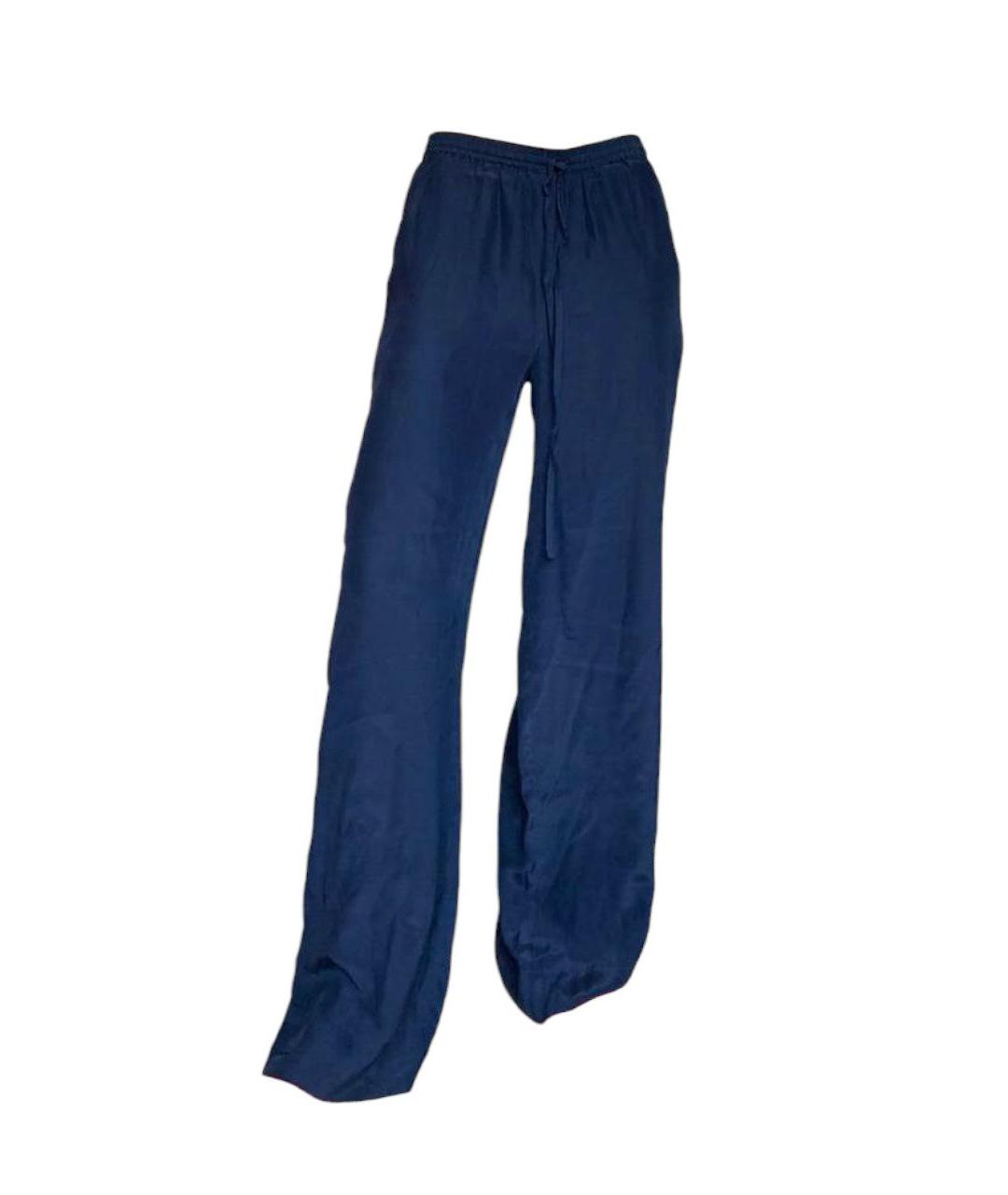 P.A.R.O.S.H. Темно-синие шелковые брюки широкие, фото 1