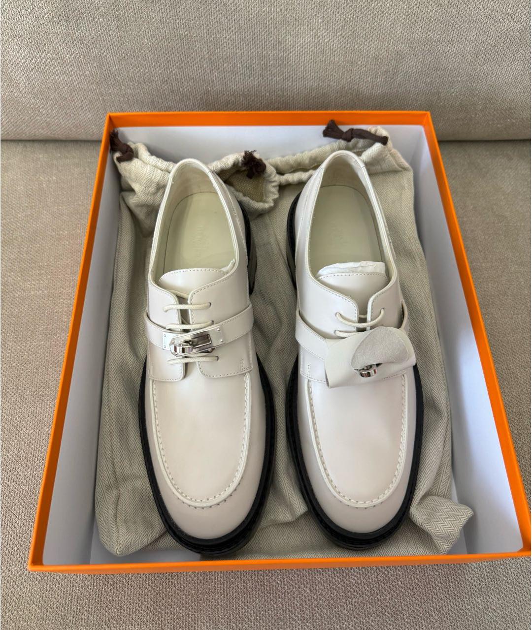 HERMES PRE-OWNED Белые кожаные брогги и оксфорды, фото 3