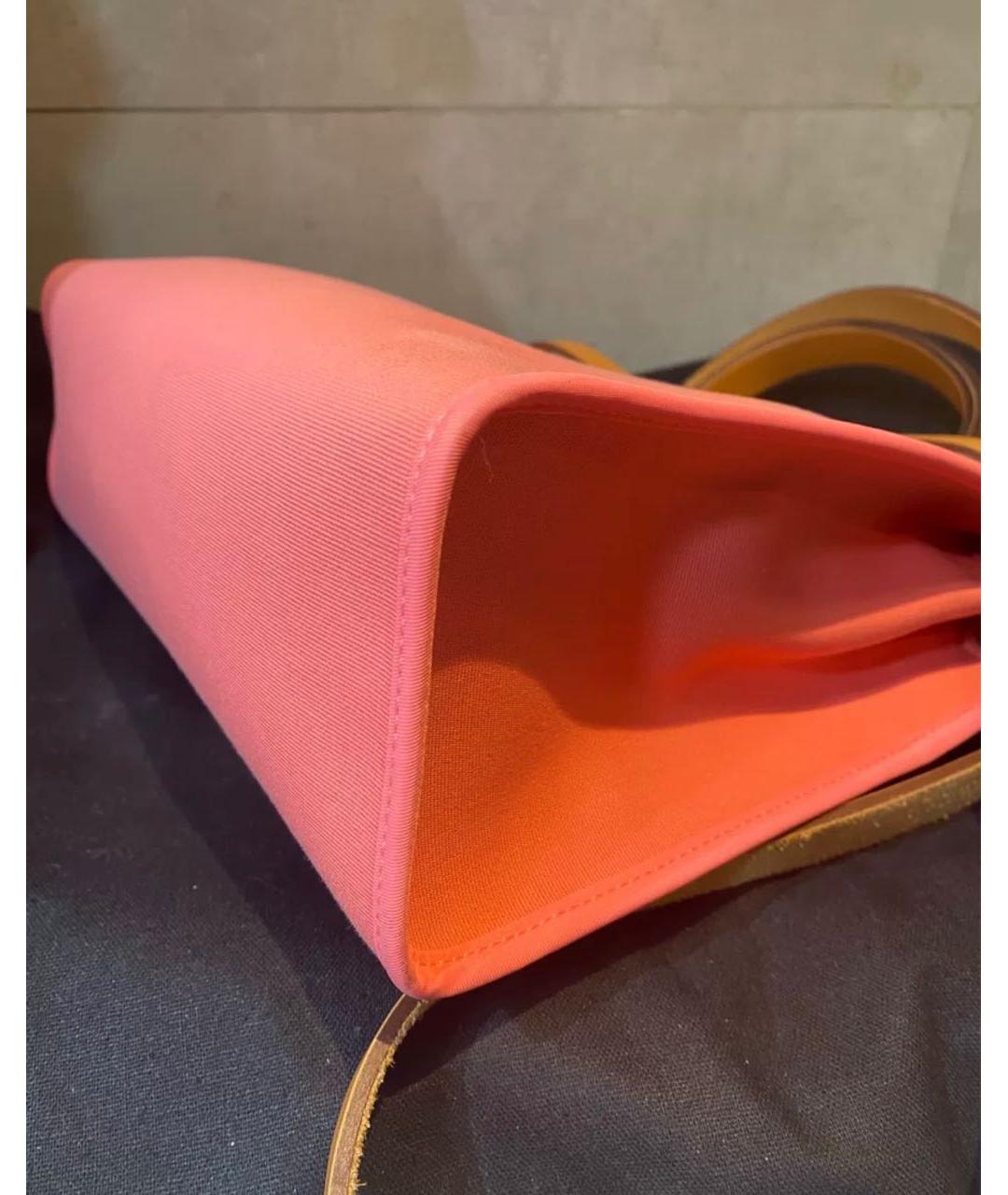 HERMES PRE-OWNED Розовая тканевая сумка с короткими ручками, фото 6