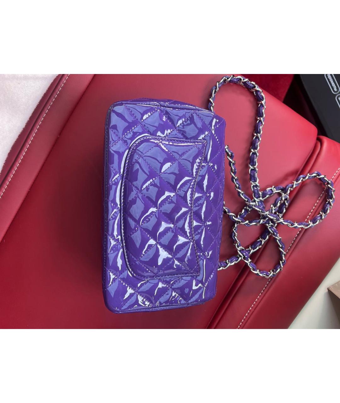 CHANEL PRE-OWNED Фиолетовая сумка через плечо из лакированной кожи, фото 3