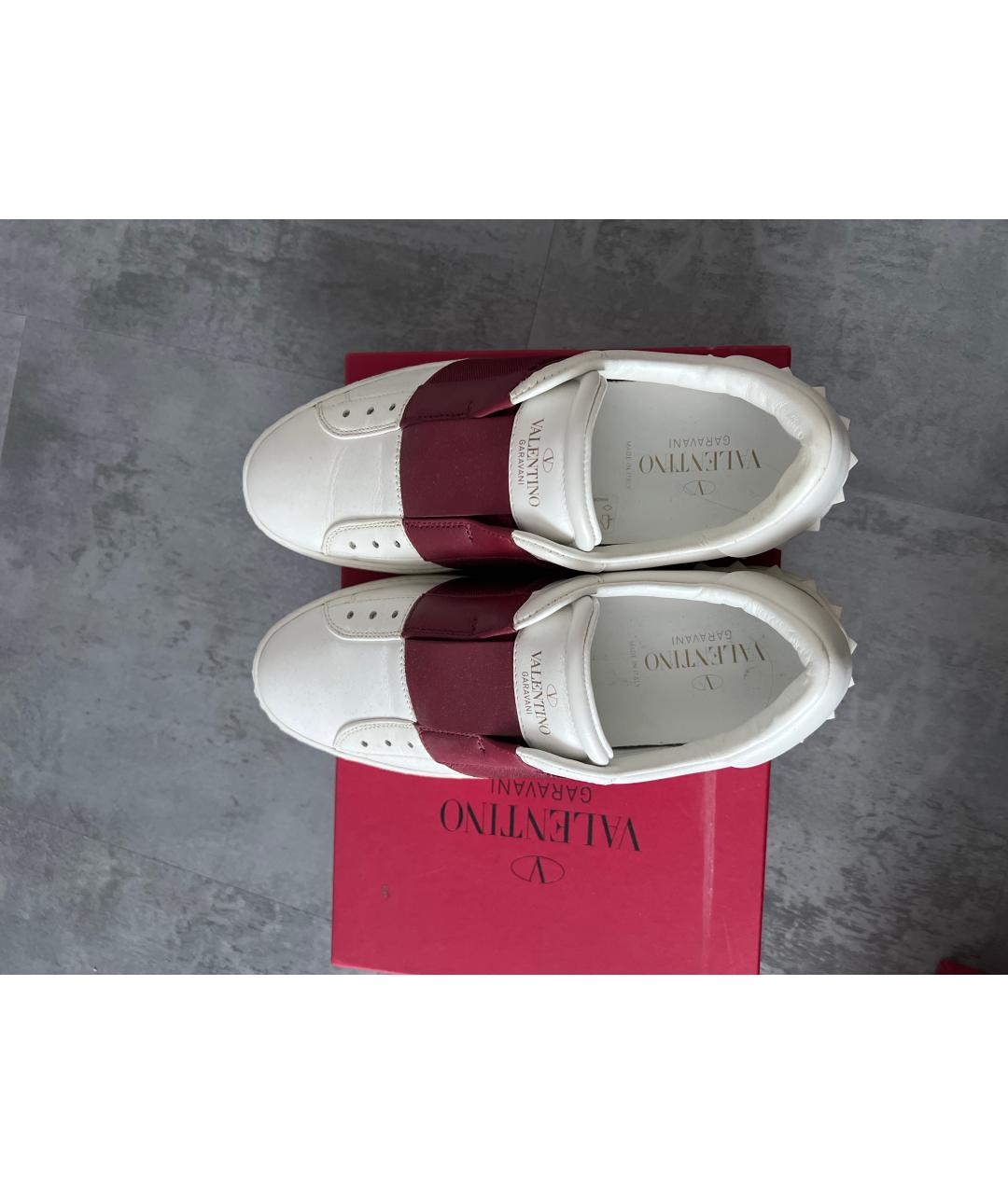 VALENTINO Бордовые кожаные кроссовки, фото 5