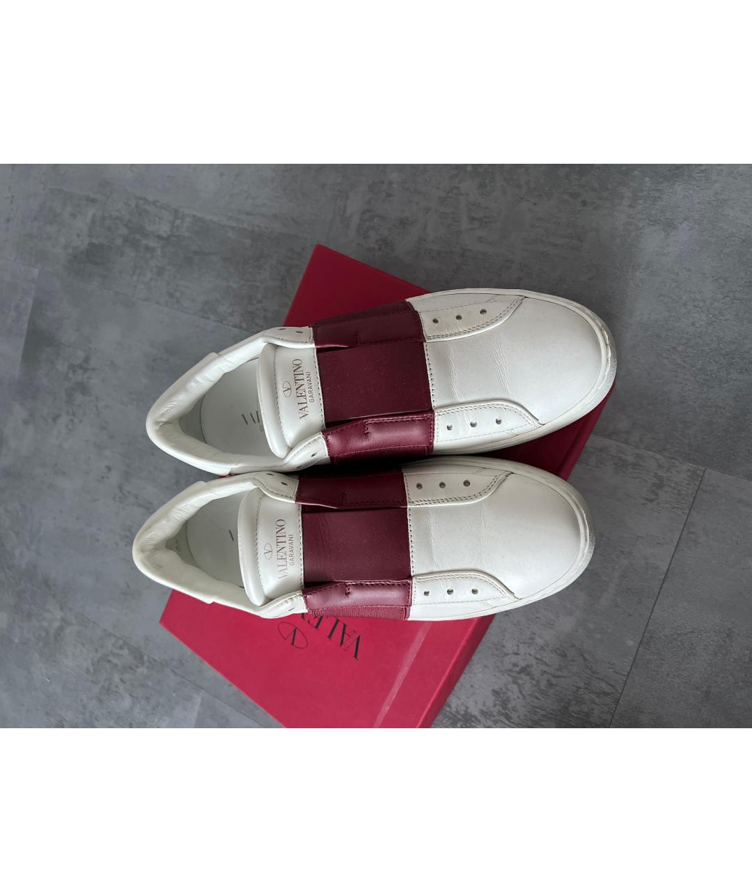 VALENTINO Бордовые кожаные кроссовки, фото 2