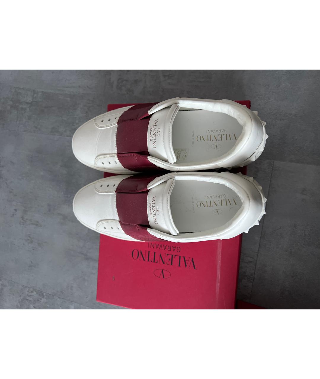 VALENTINO Бордовые кожаные кроссовки, фото 3