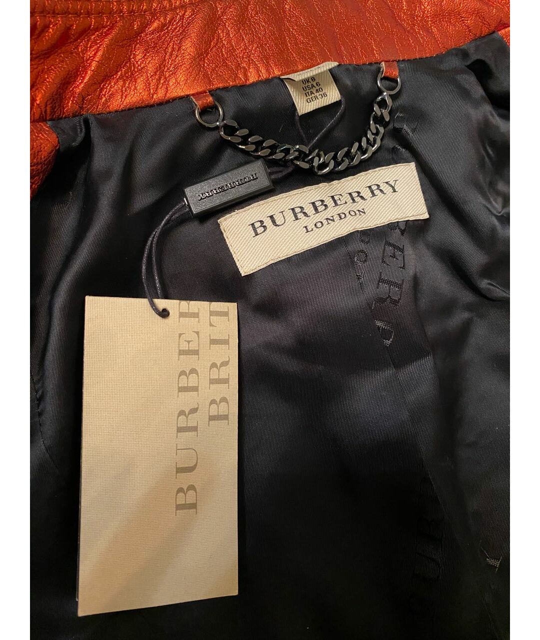 BURBERRY LONDON Коралловая кожаная куртка, фото 3