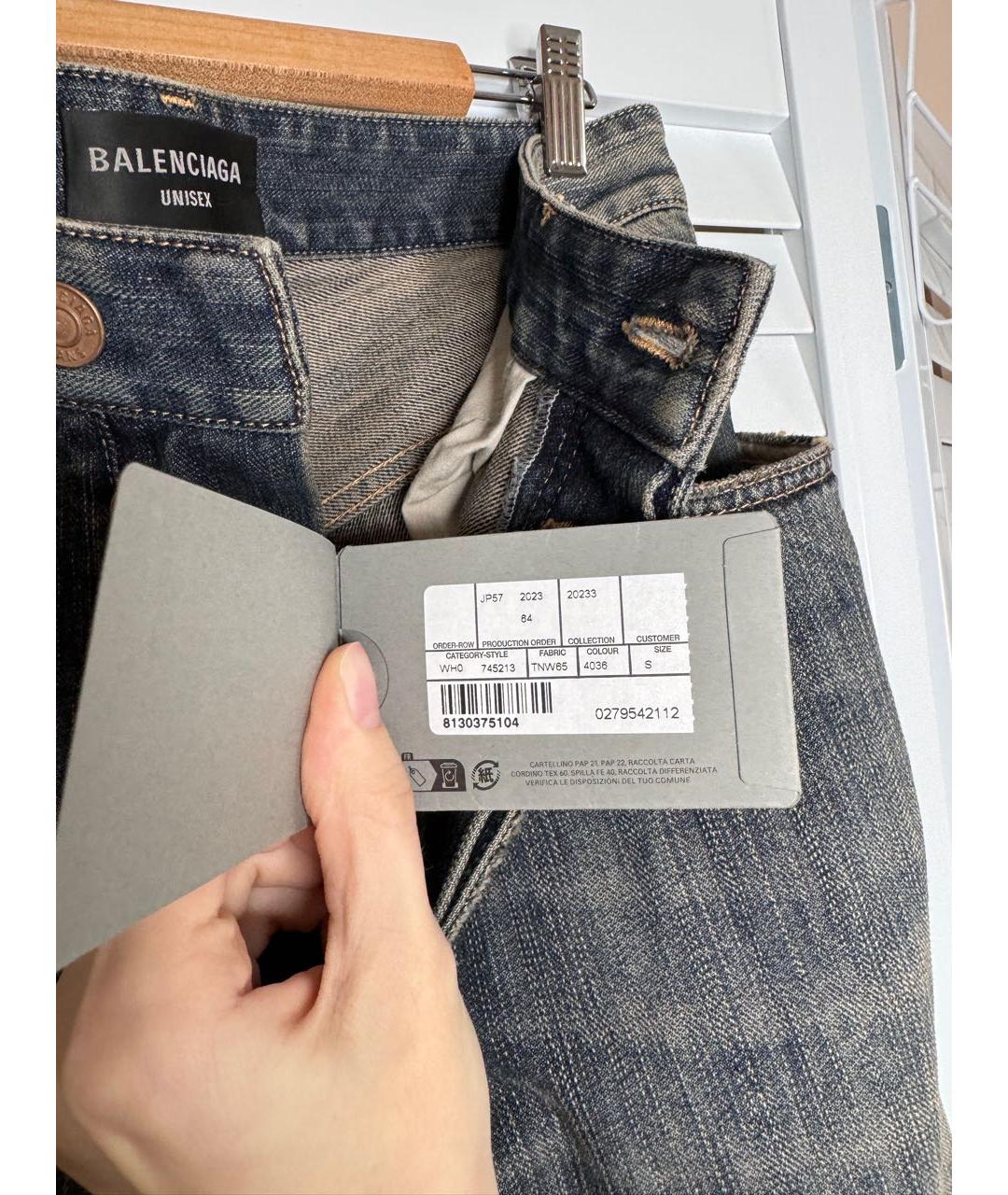 BALENCIAGA Антрацитовые хлопковые прямые джинсы, фото 4