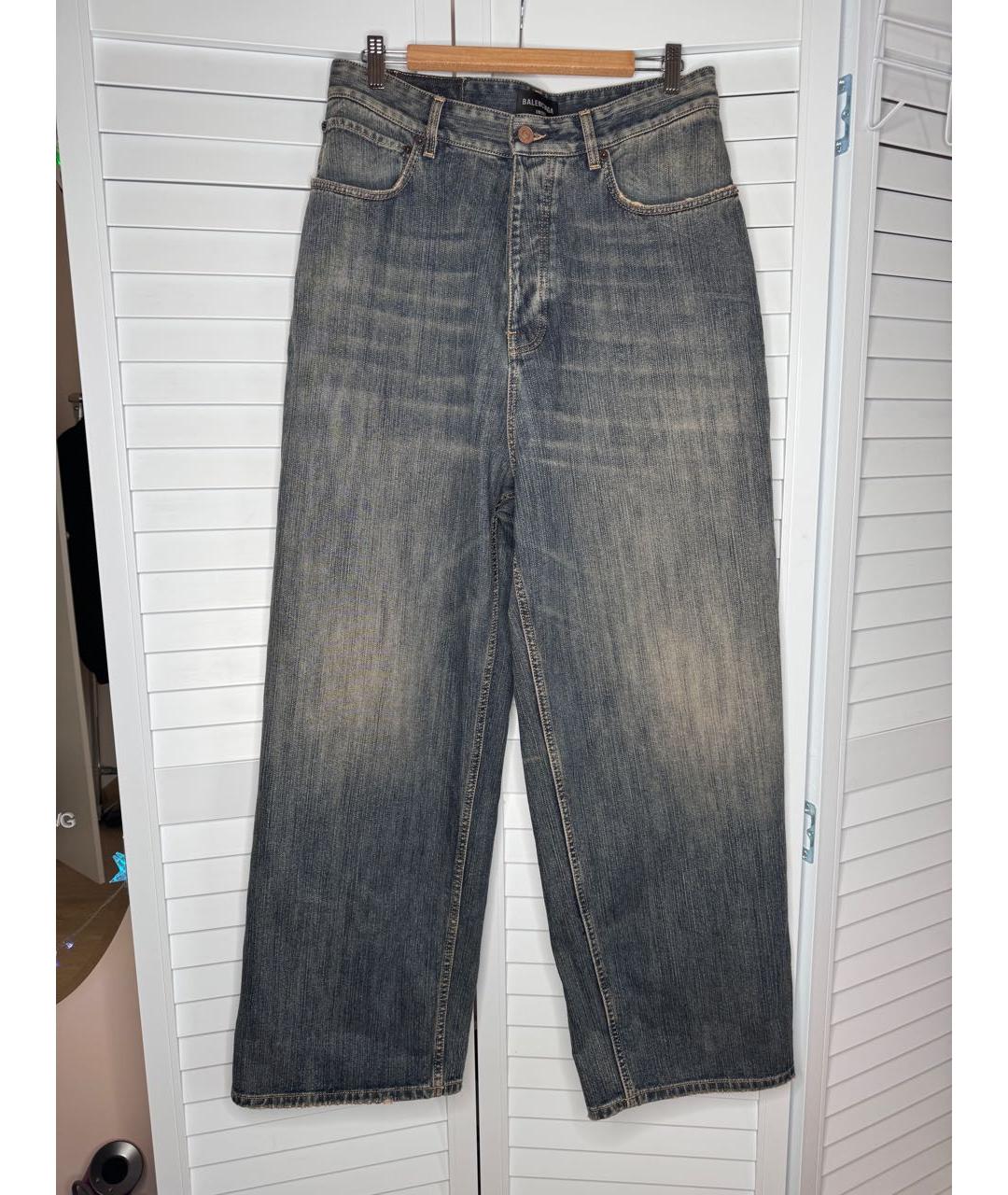 BALENCIAGA Антрацитовые хлопковые прямые джинсы, фото 8