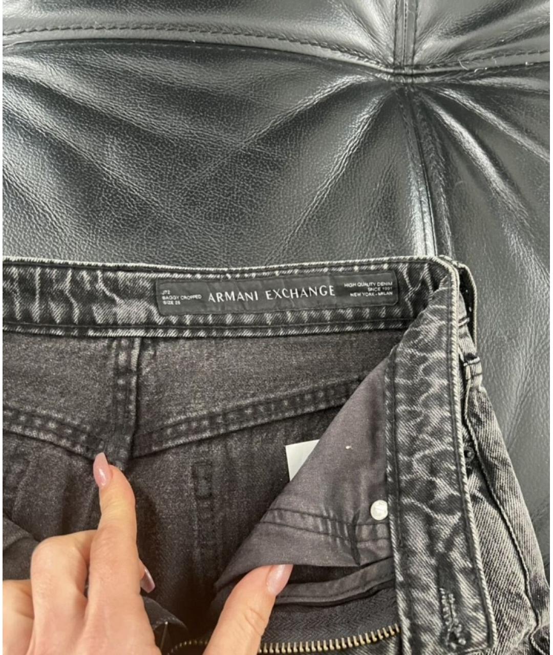 ARMANI EXCHANGE Черные хлопковые прямые джинсы, фото 4