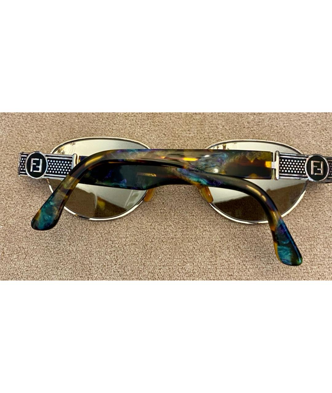 FENDI Серебряные металлические солнцезащитные очки, фото 8