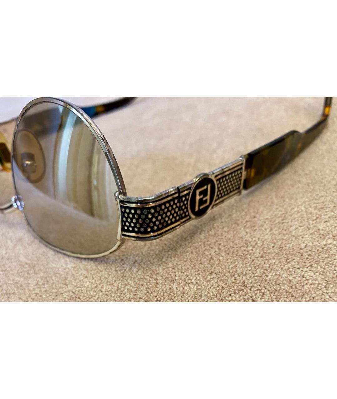 FENDI Серебряные металлические солнцезащитные очки, фото 7