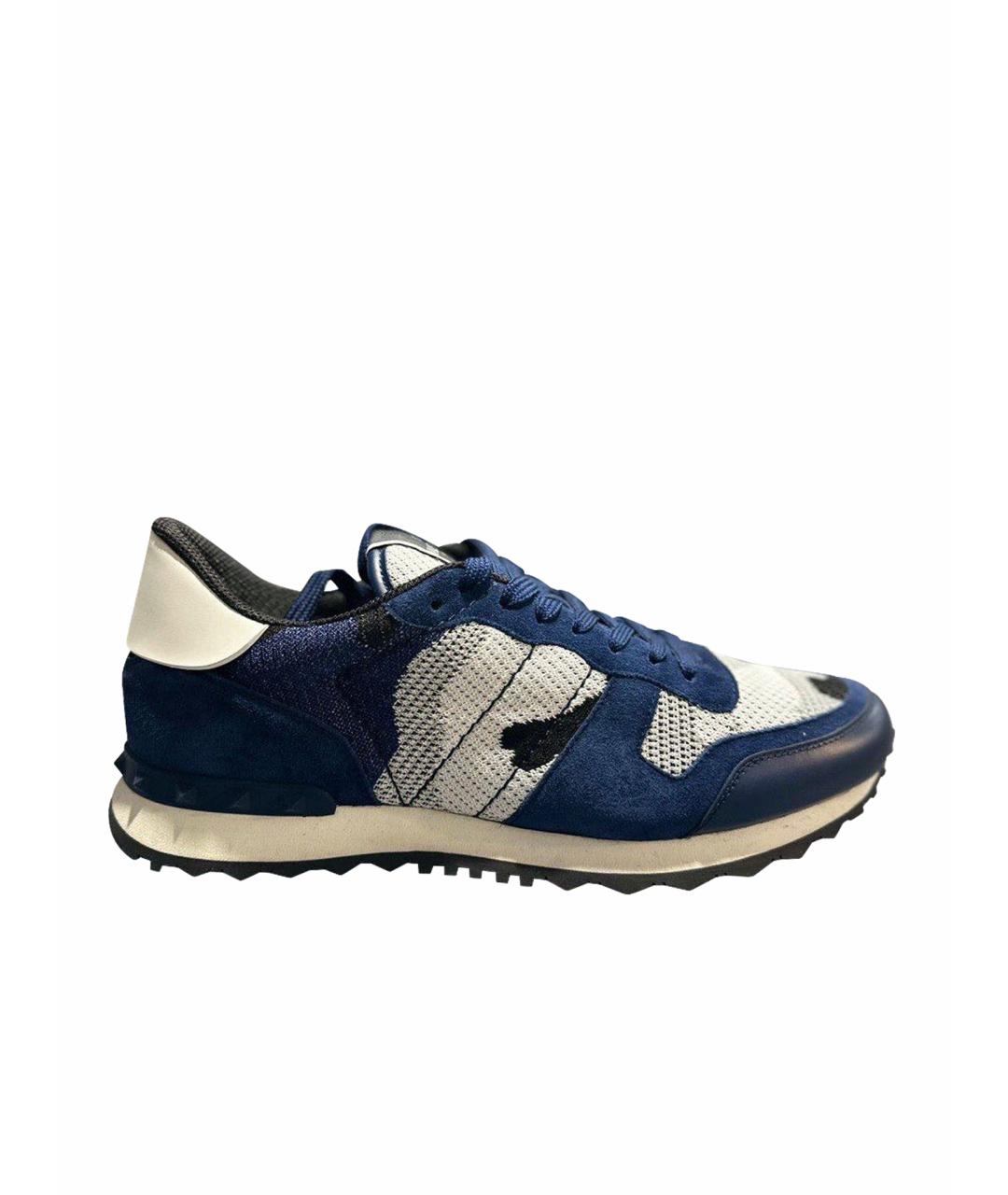 VALENTINO Синие замшевые низкие кроссовки / кеды, фото 1