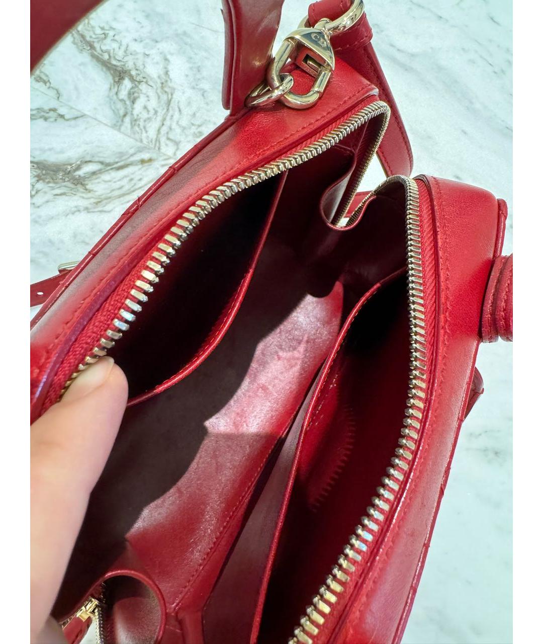 CHRISTIAN DIOR PRE-OWNED Бордовая кожаная сумка с короткими ручками, фото 4