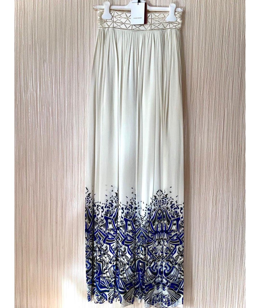ZUHAIR MURAD Белая полиэстеровая юбка макси, фото 5