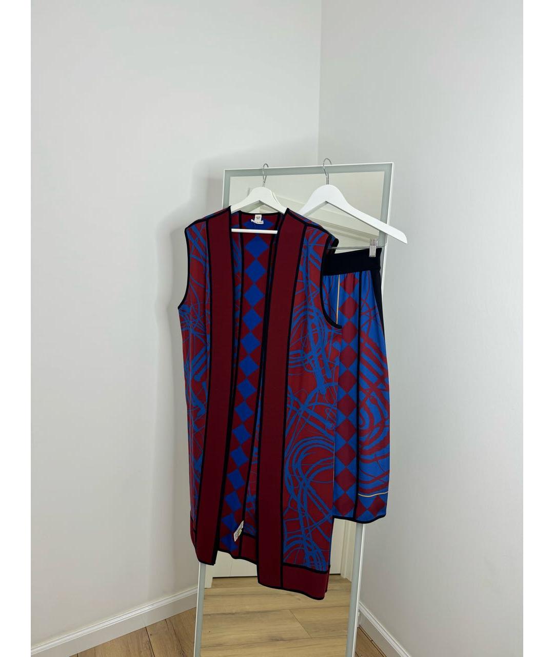 HERMES Синий шелковый костюм с юбками, фото 3
