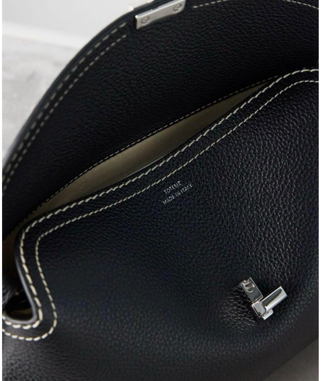 TOTEME Черная кожаная сумка через плечо, фото 2