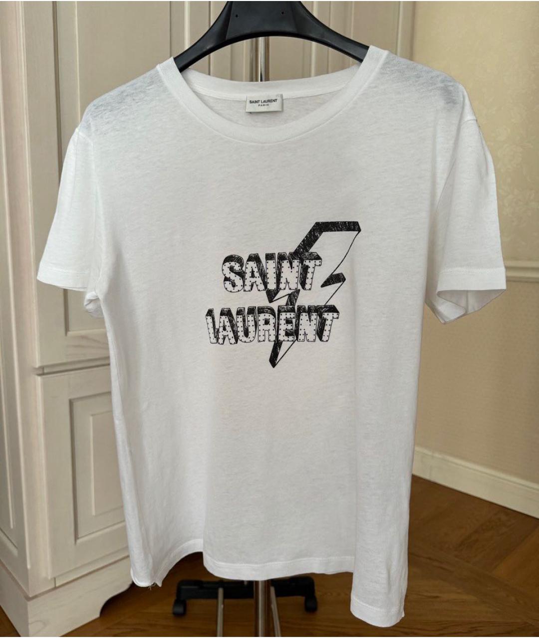 SAINT LAURENT Белая хлопковая футболка, фото 2