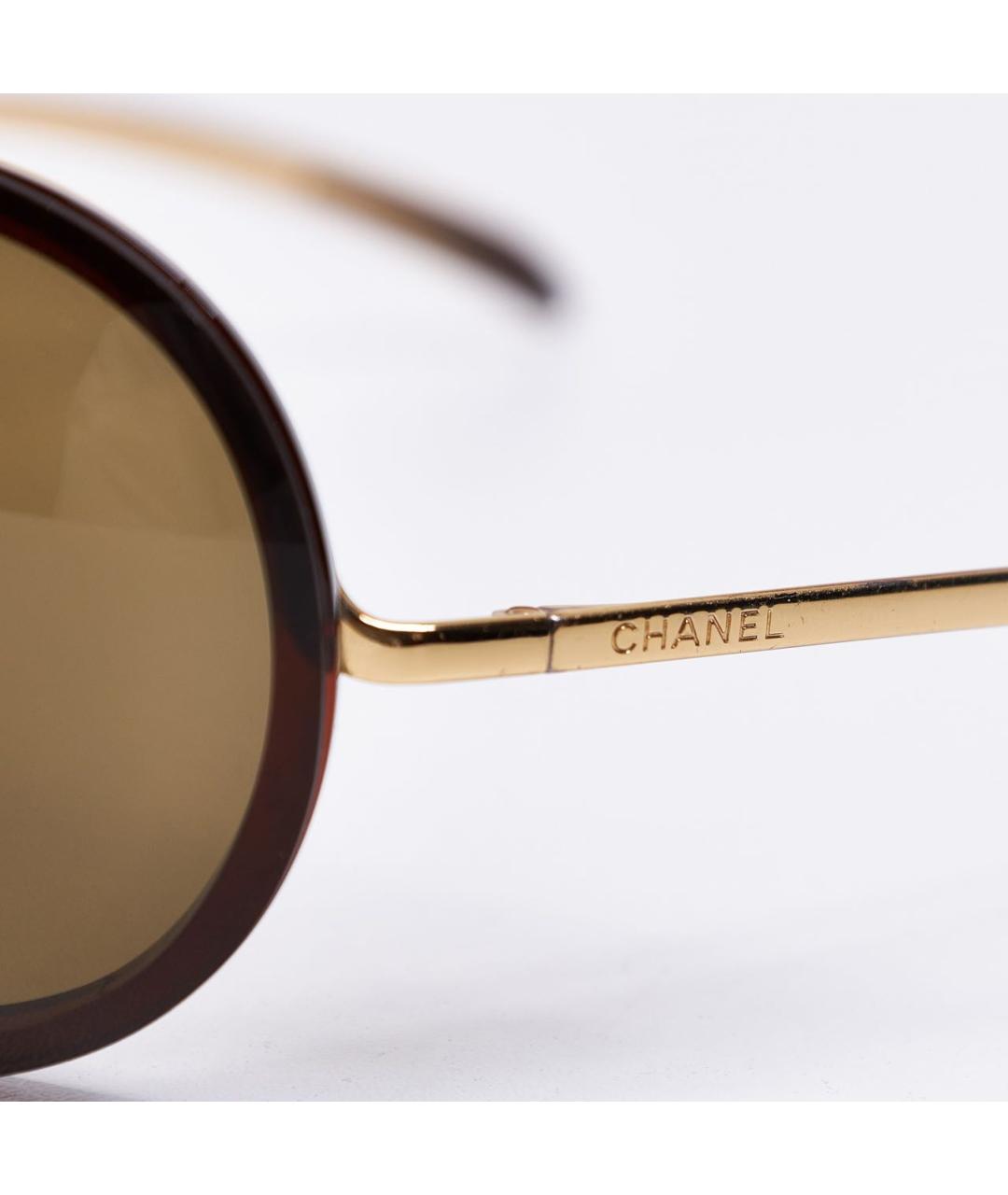CHANEL PRE-OWNED Коричневые металлические солнцезащитные очки, фото 4