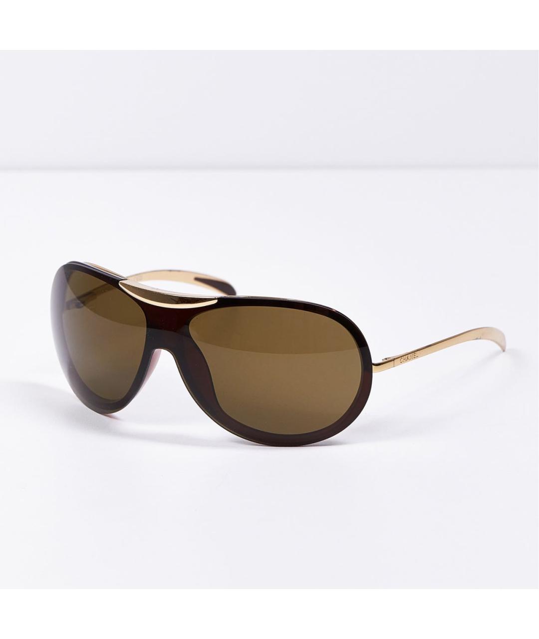 CHANEL PRE-OWNED Коричневые металлические солнцезащитные очки, фото 9