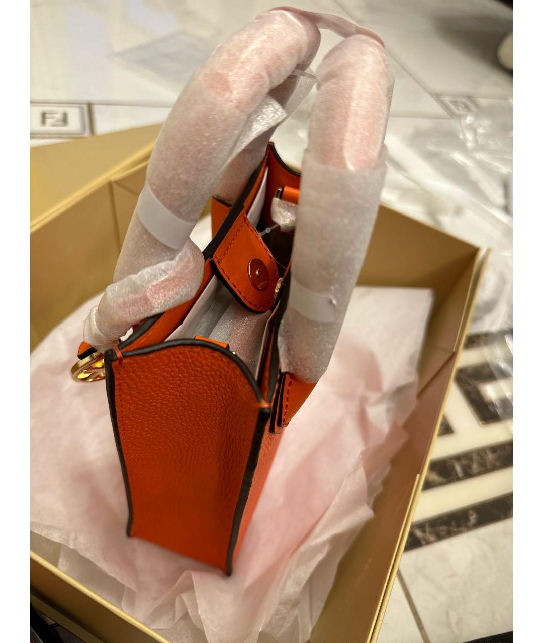 MICHAEL KORS Оранжевая кожаная сумка с короткими ручками, фото 4