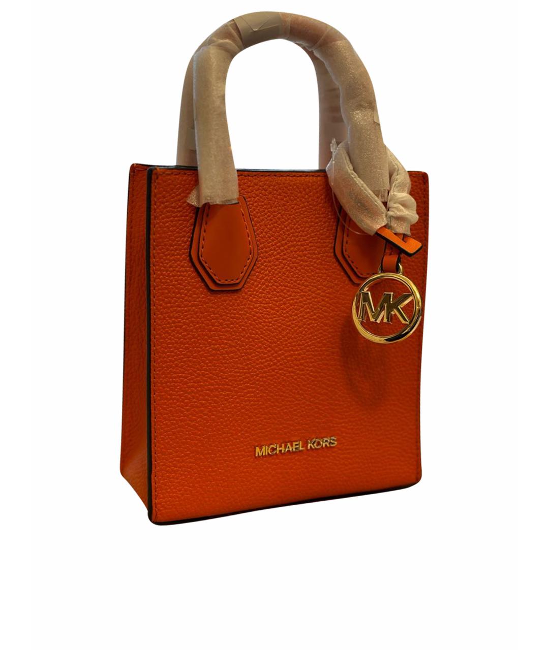 MICHAEL KORS Оранжевая кожаная сумка с короткими ручками, фото 1