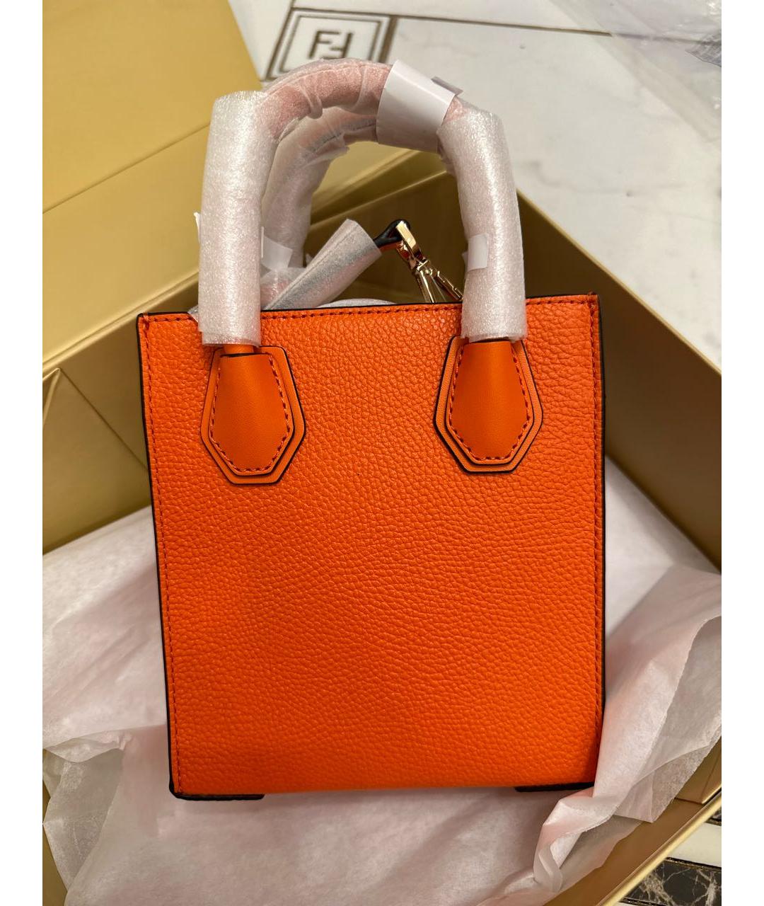 MICHAEL KORS Оранжевая кожаная сумка с короткими ручками, фото 3