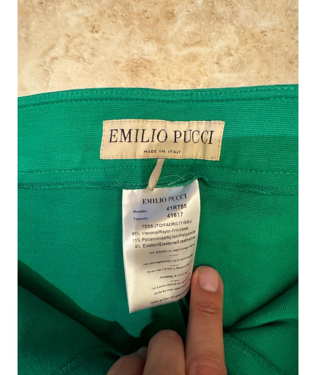 EMILIO PUCCI Зеленые вискозные брюки узкие, фото 3
