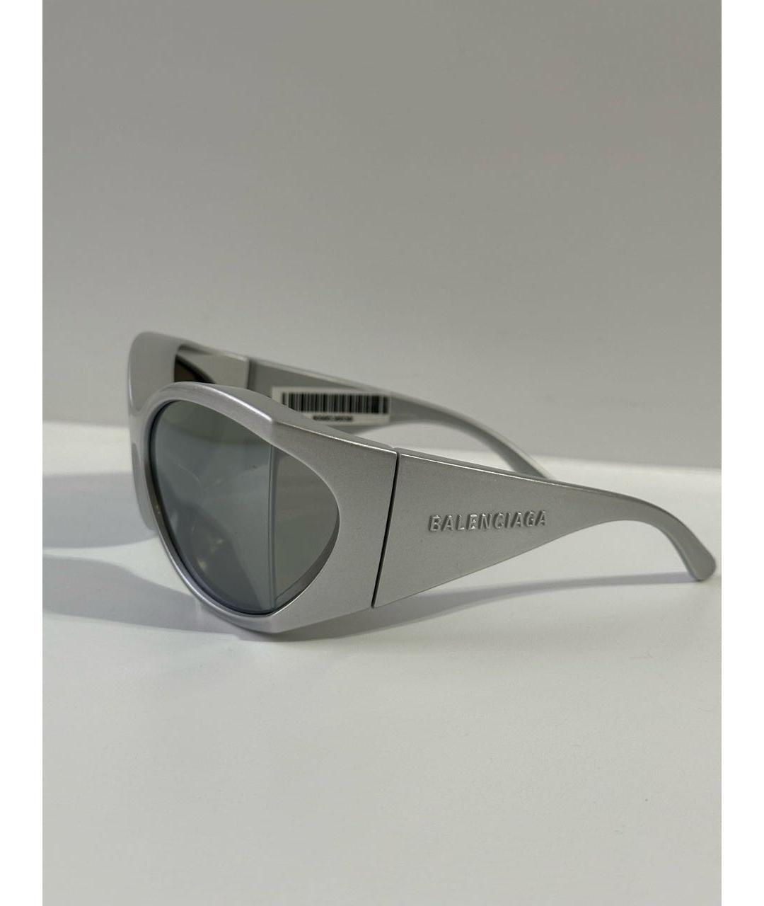 BALENCIAGA Серебряные пластиковые солнцезащитные очки, фото 5