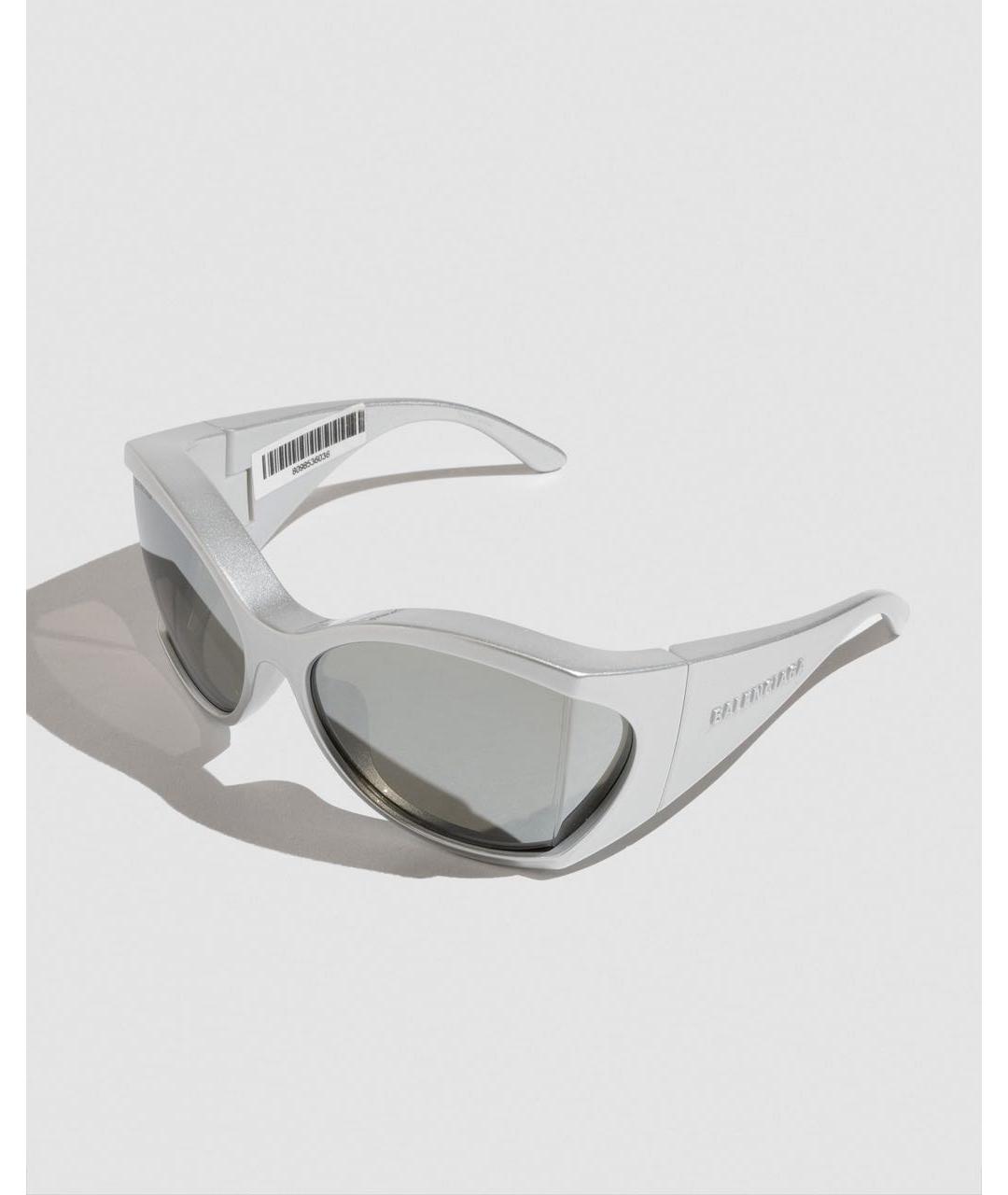 BALENCIAGA Серебряные пластиковые солнцезащитные очки, фото 3