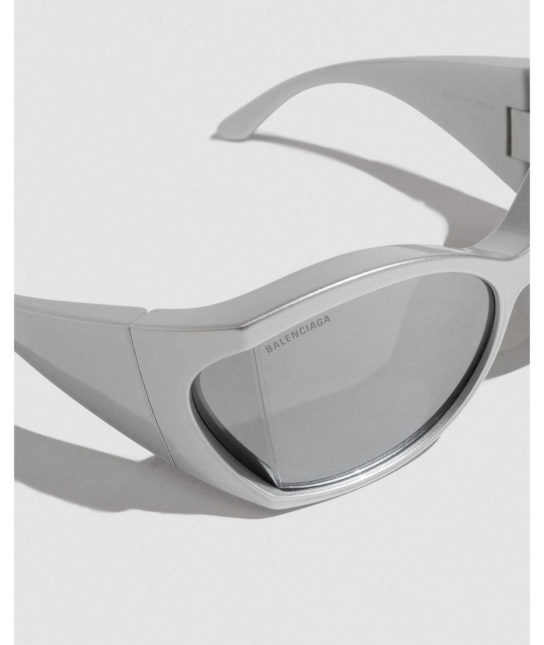 BALENCIAGA Серебряные пластиковые солнцезащитные очки, фото 2