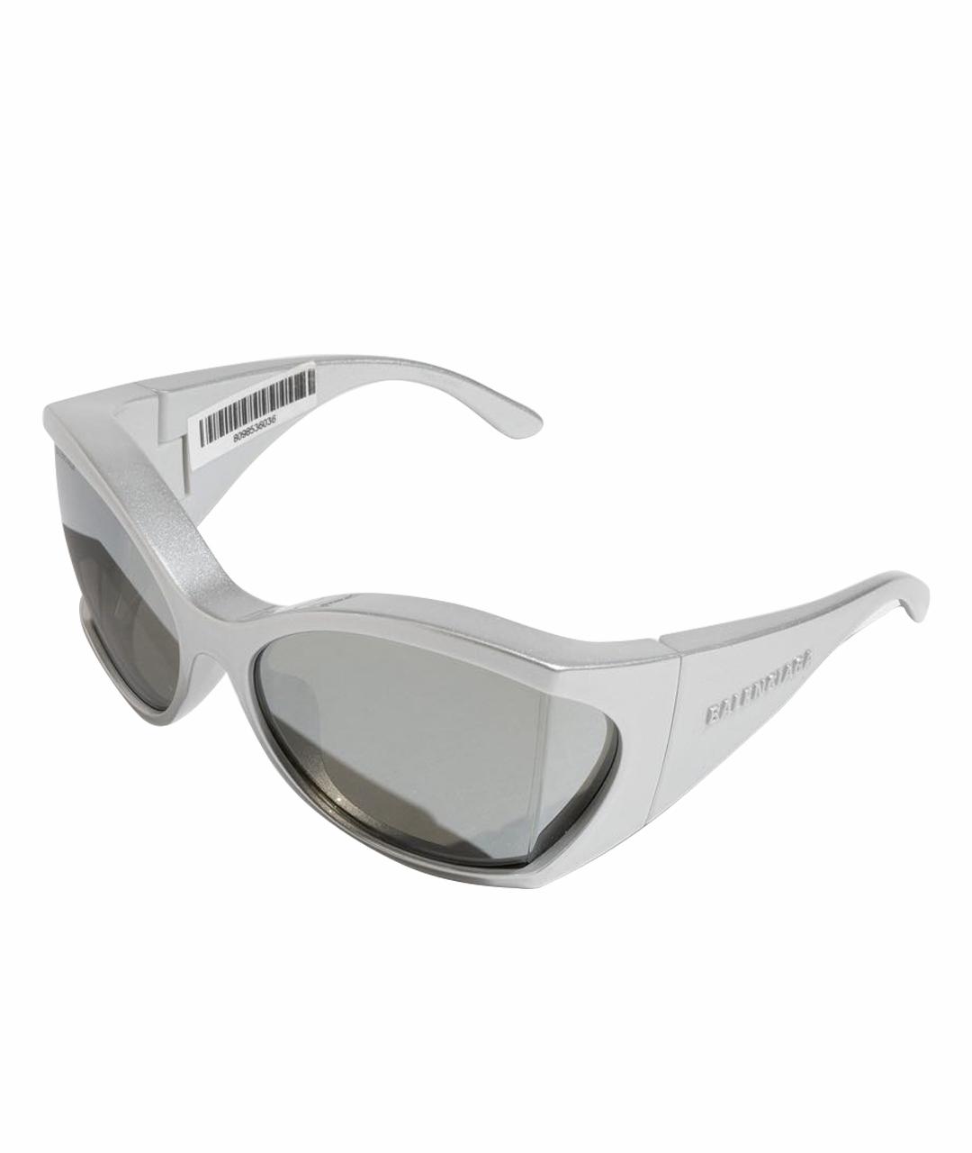 BALENCIAGA Серебряные пластиковые солнцезащитные очки, фото 1