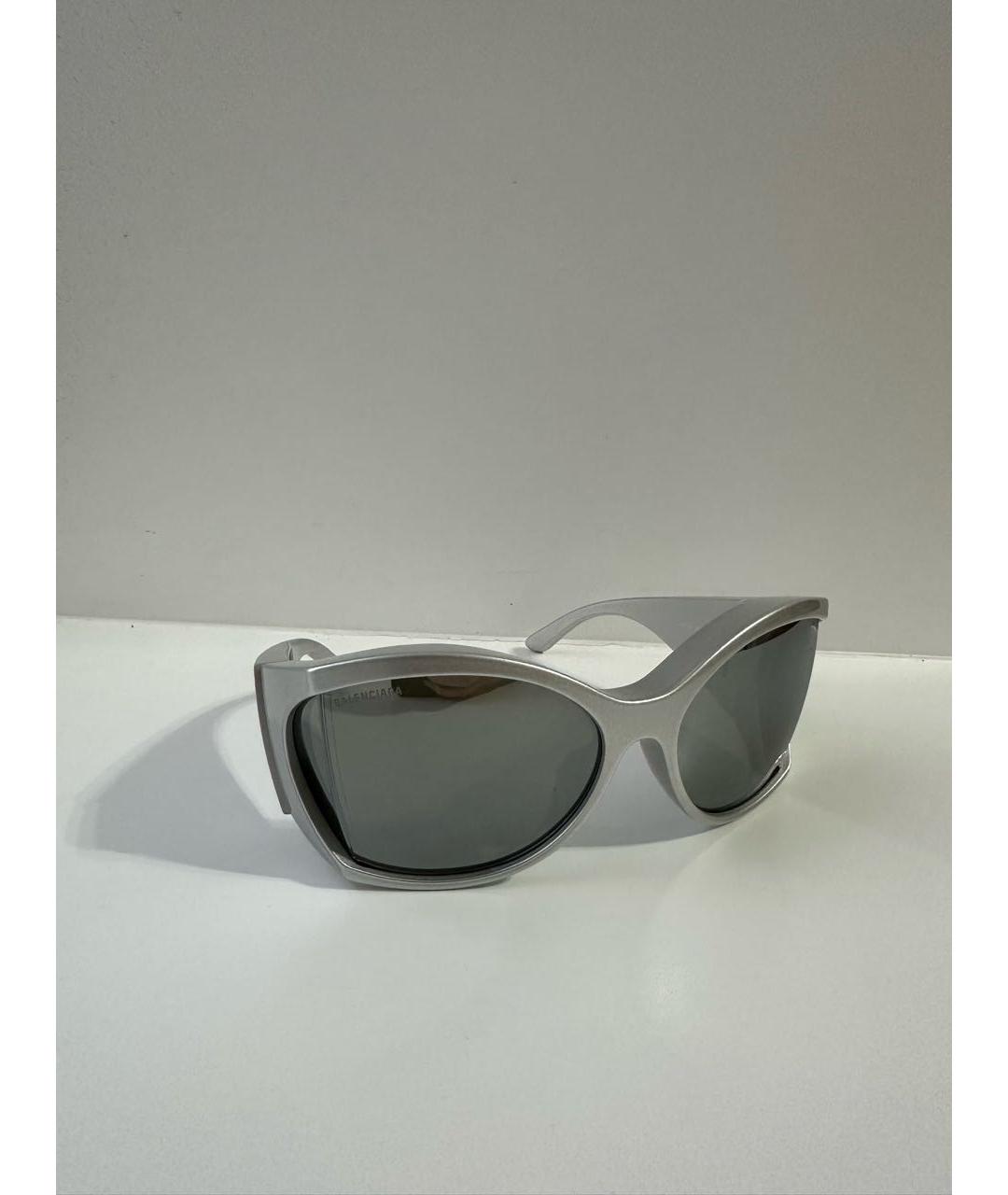 BALENCIAGA Серебряные пластиковые солнцезащитные очки, фото 8