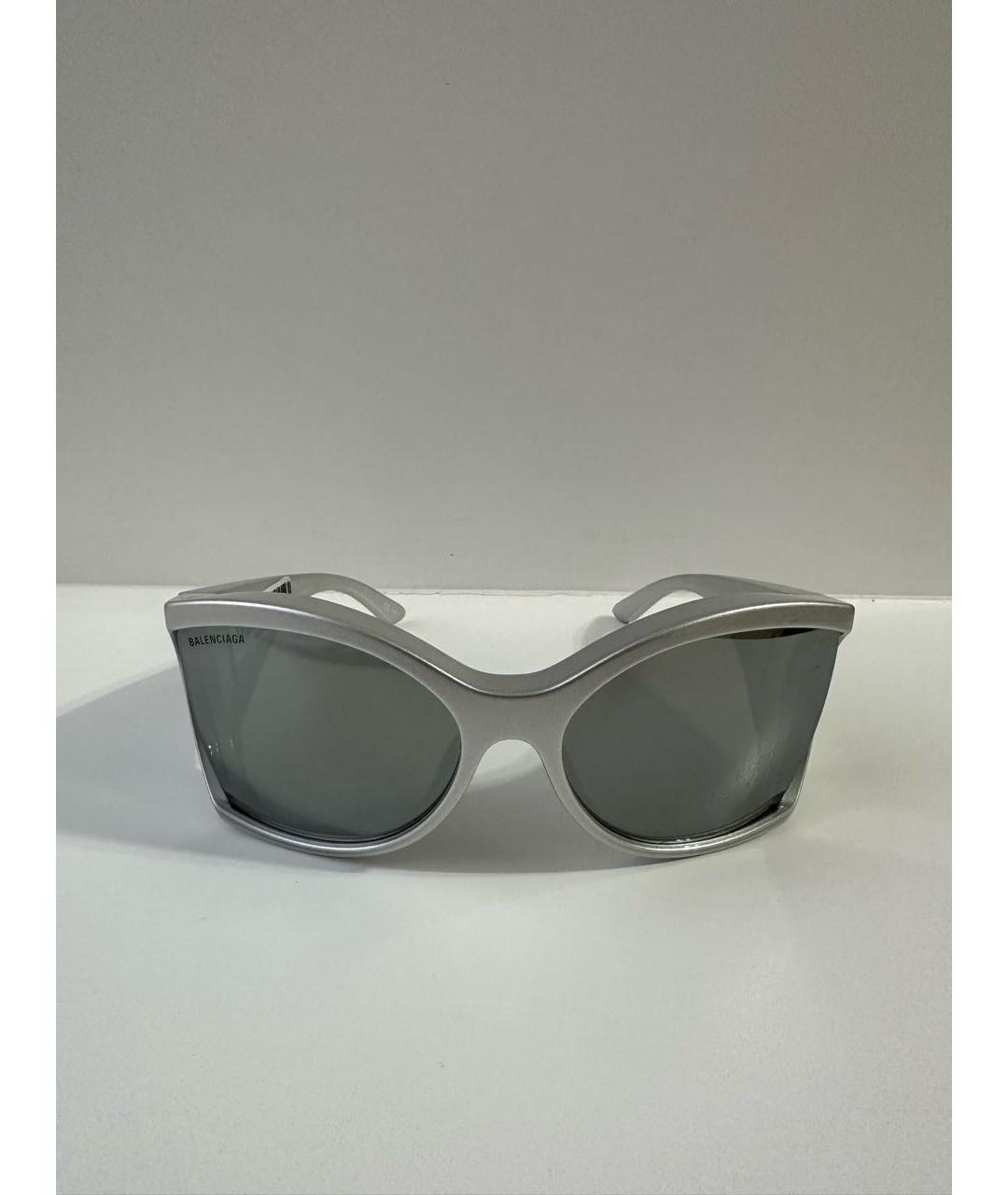 BALENCIAGA Серебряные пластиковые солнцезащитные очки, фото 6