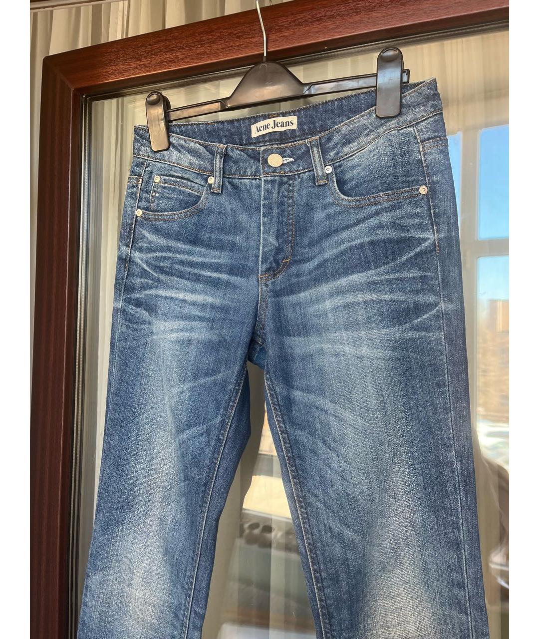 ACNE STUDIOS Синие хлопко-эластановые прямые джинсы, фото 4