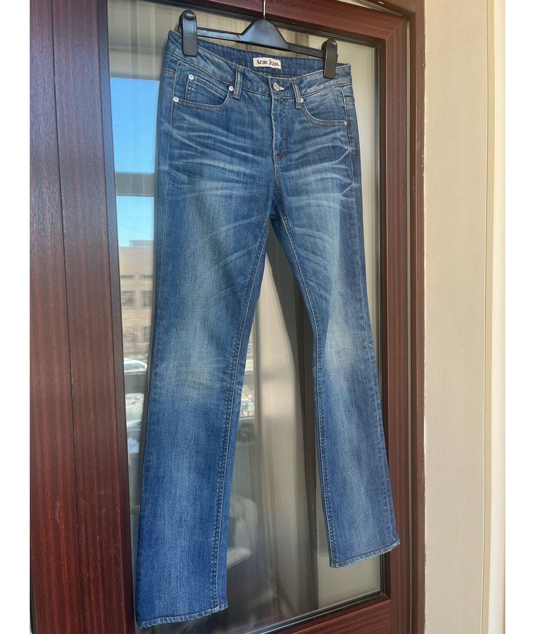 ACNE STUDIOS Синие хлопко-эластановые прямые джинсы, фото 2